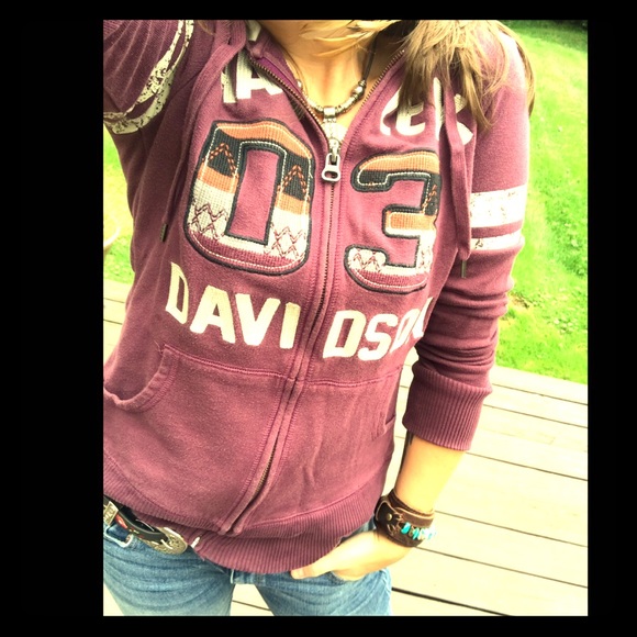 Harley-Davidson Tops - Vintage Style Harley Davidson 03 Hoodie Biker Babe